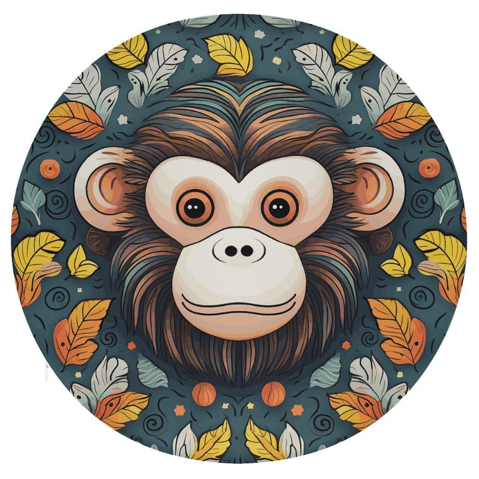 Wsoihfec Style Monkey Pattern Seat Cushion Round Chair Pad