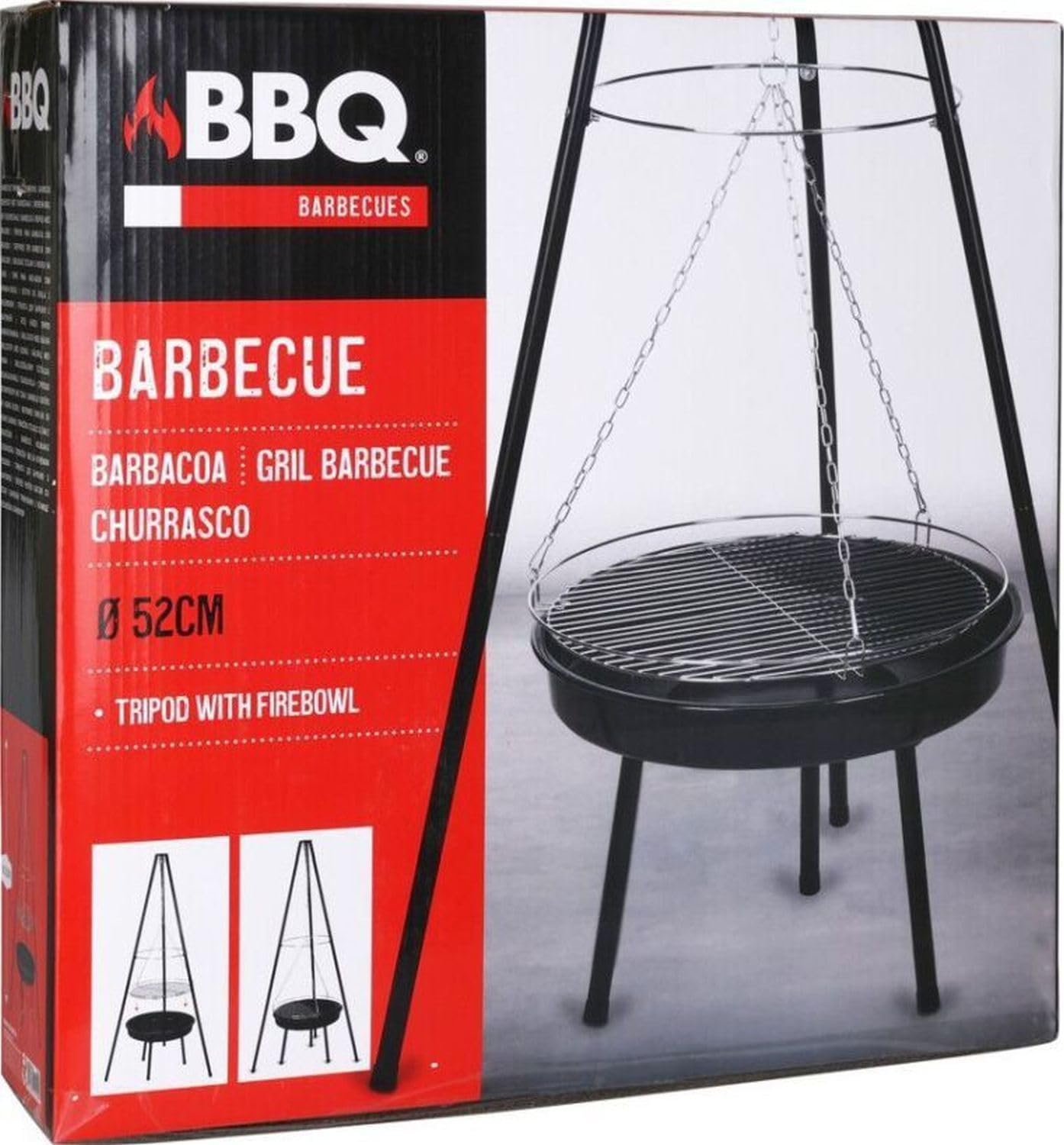 Trójnożny grill obrotowy, czarny, Ø 52 cm