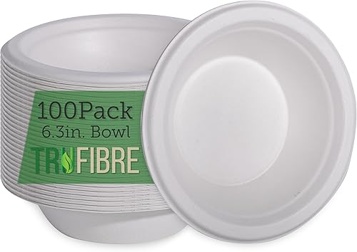 Cuencos de papel de 12 onzas, paquete de 100 unidades, 100 % compostables, resistentes y ecológicos, cuencos desechables biodegrables para cereales