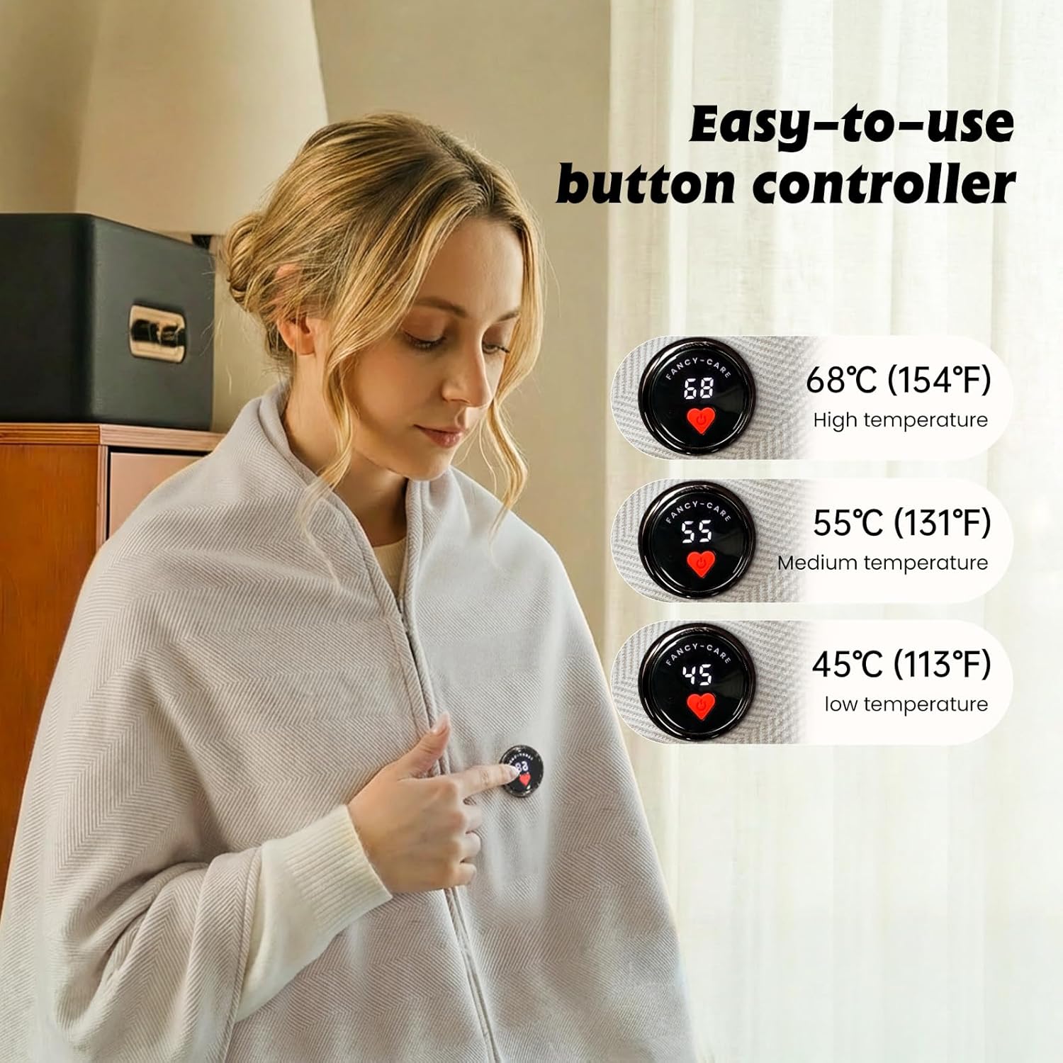 Pink Heating Pad, Heated Shawl Wraps for Women,Portable Heated Shawl 29.53" × 57.09 "(75x145CM) Extra Large XXXL, 3 Heating Levels Heat Pad, Gifts for Women and Mom,