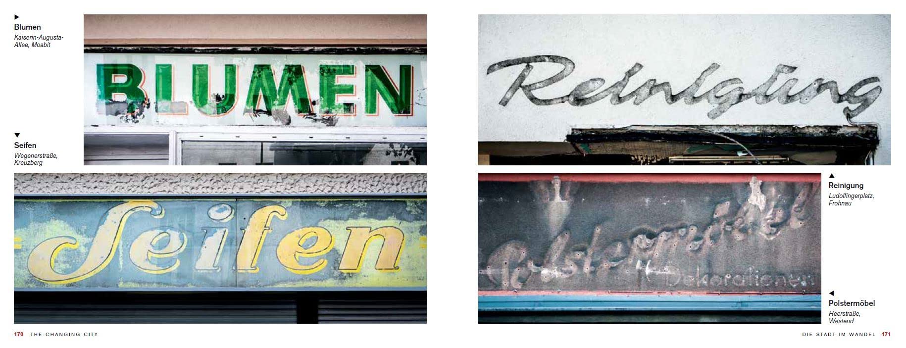 Berlin Typography /anglais: Ein visueller Streifzug durch die Stadt / A Visual Stroll Through the City. - [Straßenschilder, Ladenschilder & Schriftzüge]