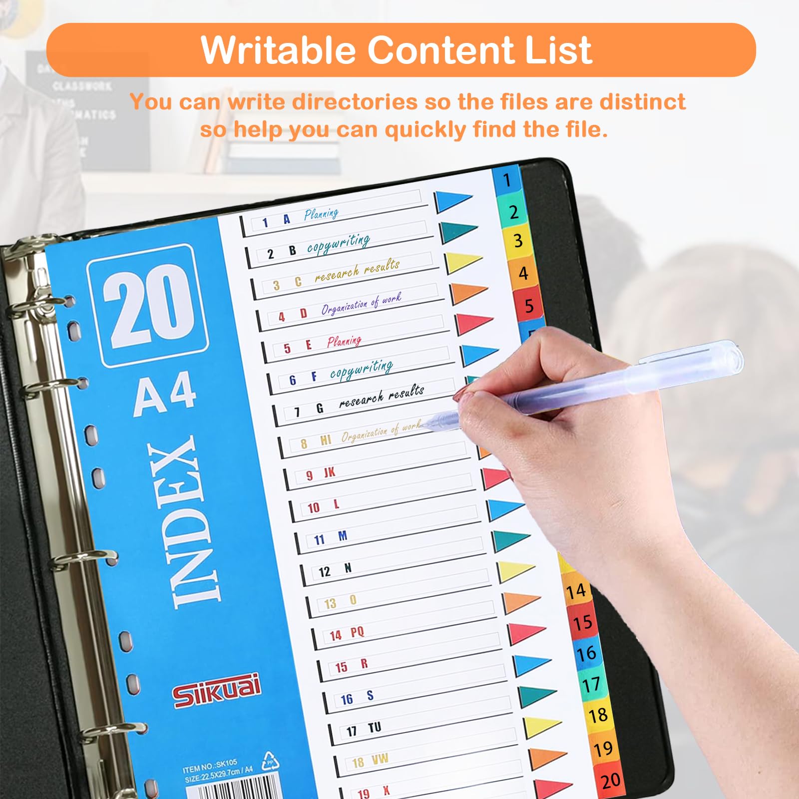 XHDA 1-20 Part Dividers A4, 5 Pack Multi-Colour Plastic A4 Index Folder Subject Dividers - Image 4
