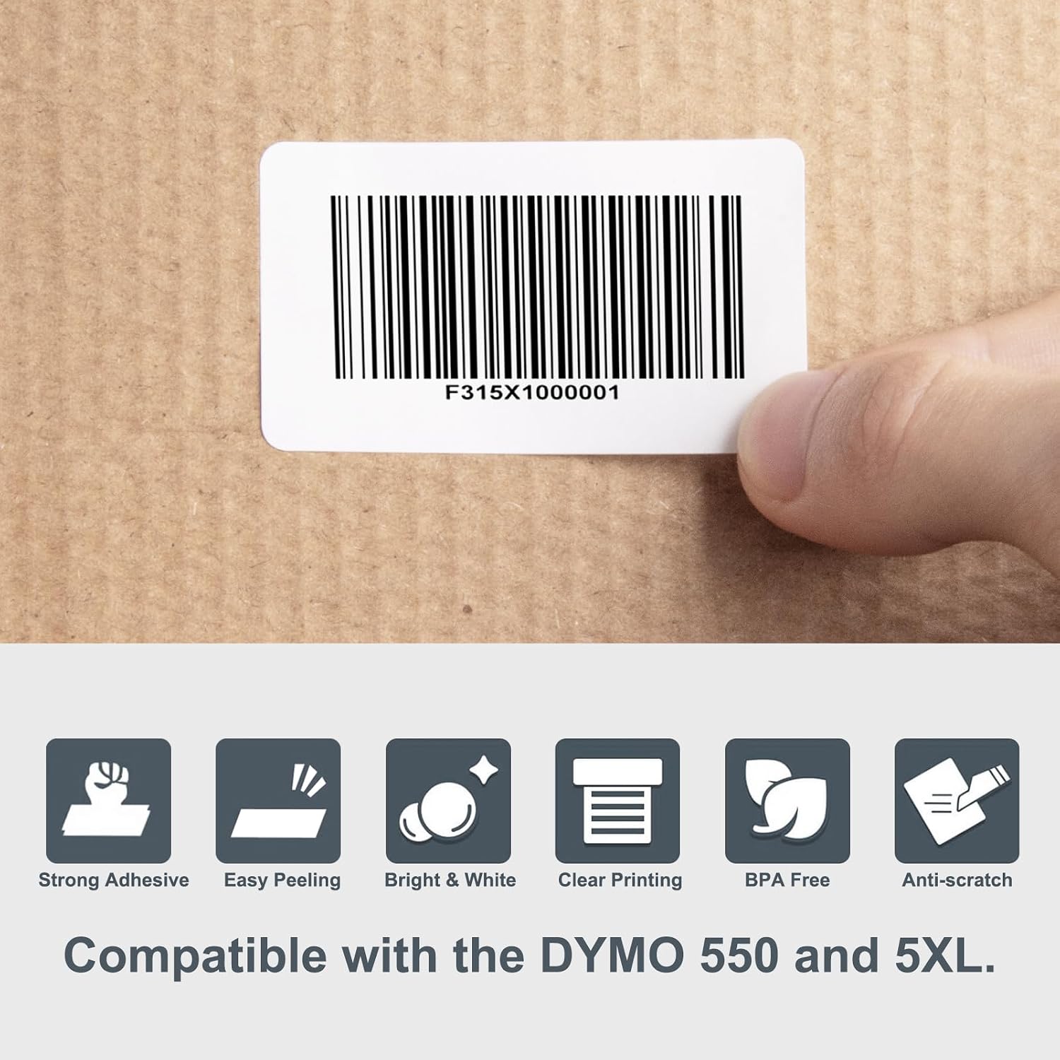 Hehua 10-Roll 2-1/4" x 1-1/4" Compatible with DYMO Labelwriter 550 5XL 30334 with RFID Chip, Multipurpose Barcode & FNSKU Labels, Perforated, Compatible with DYMO Desktop Printers, Total 10000 Labels