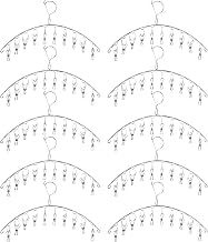Suwimut 10 Pack Stainless Steel Laundry Drying Rack Clothes Hanger with 10 Clips Windproof for Drying Socks, Bras, Cloth Diapers, Towel, Underwear, Scarf, Hat, Pants and Gloves