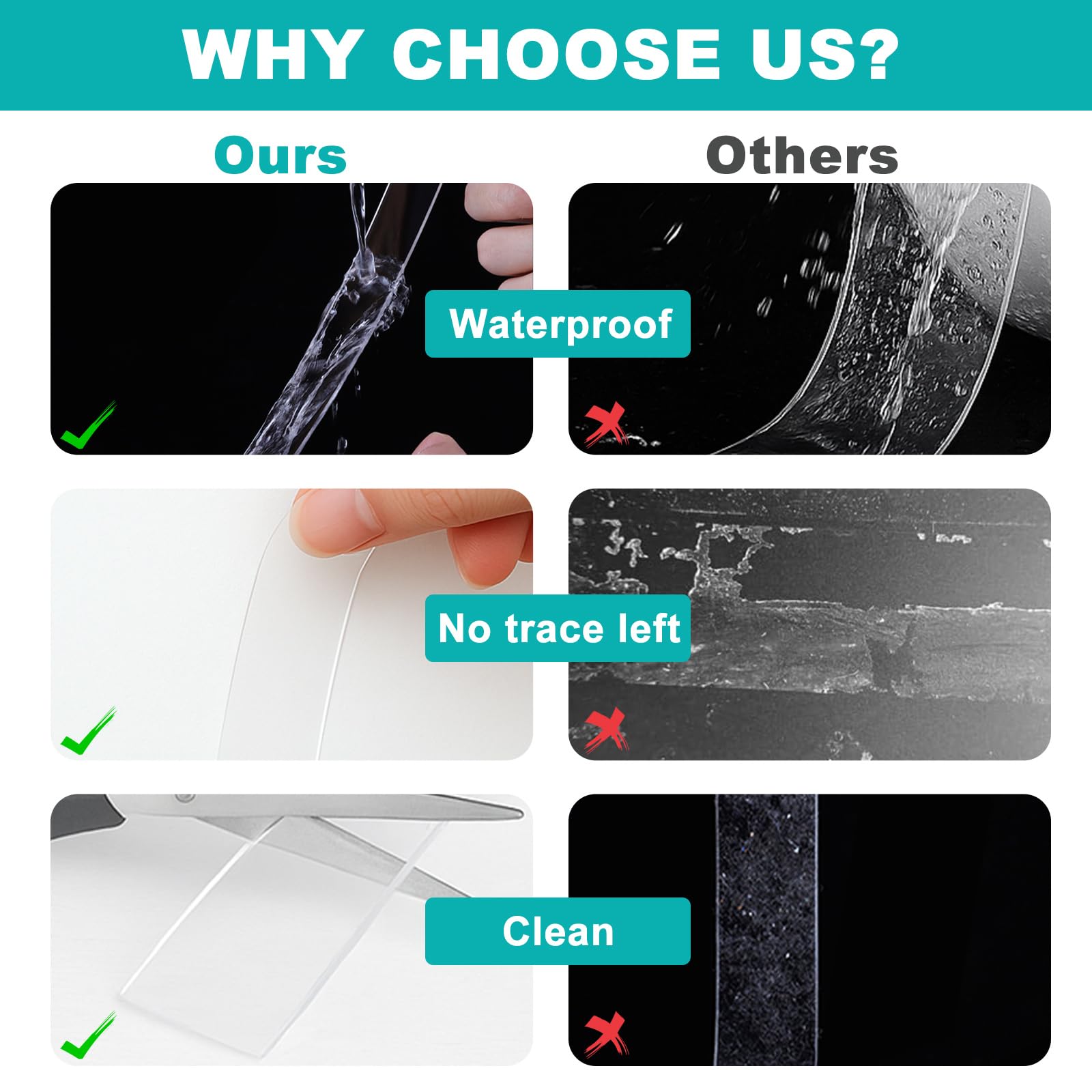 Nano Double Sided Tape Heavy Duty - 9 8ft Removable Clear Mounting Tape for Walls Carpet Rug DIY — view 9