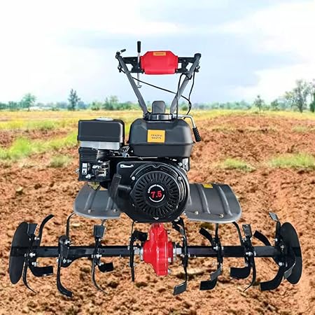 SWADESI KRAFTS Power Tiller for Agriculture Use 7 HP | Power Weeder for Agriculture with 32 Teeth & Manual Start H6