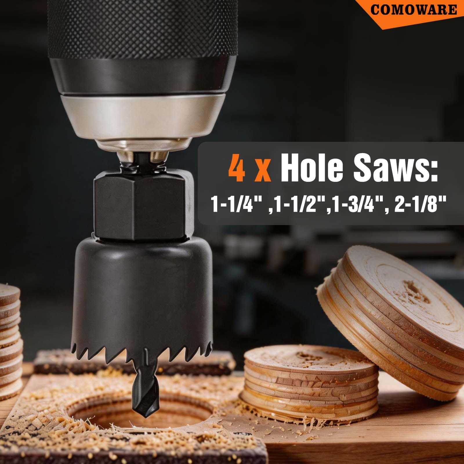 COMOWARE Bohrer-Set, 246-teilig, Schraubendreher-Bits für Akku-Bohrer, Schraubendreher-Bohrer-Set, Kombi-Kit für Holz, Metall, Mauerwerk, Zement, orangefarbener Koffer
