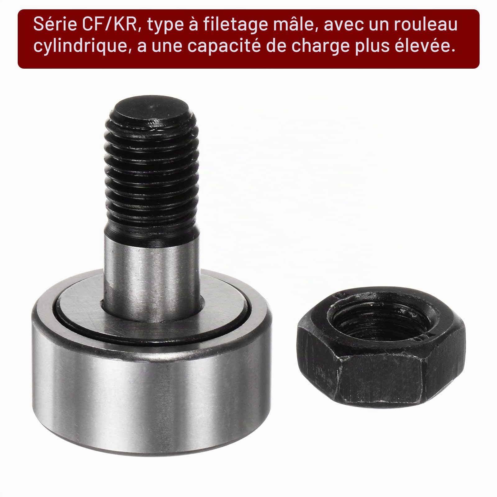 Sourcing Map Roulement à Aiguilles Galet de Came CF12 (KR30) Acier M12x1.5mm 30mm 12mm 41mm 590kgf 450kgf - 4pcs