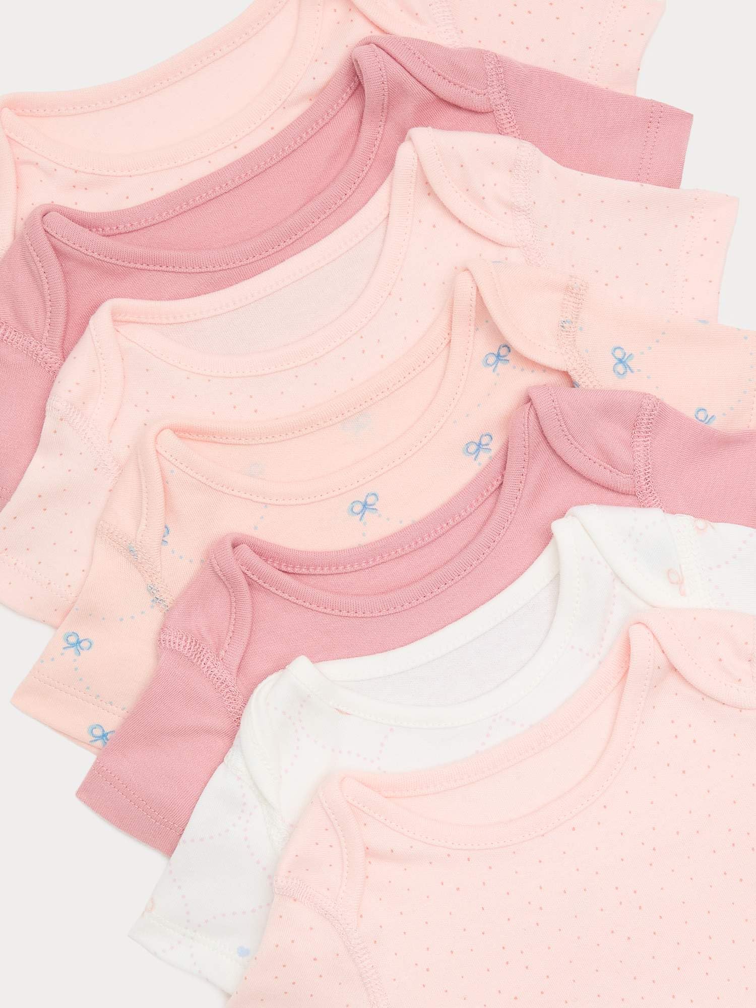 Marks & Spencer Bodies Bébé Lot de 7 en Pur Coton avec Détail Nœud, Mixte Garçon et Fille