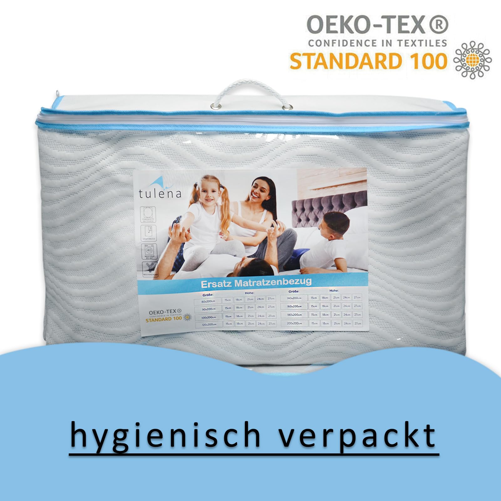 TULENA Matratzenbezug 90 x 200 cm Grau 15 cm hoch| Waschbarer Matratzenschoner mit Reißverschluss aus Viscose | Atmungsaktiv, angenehm weich, gut verarbeitet| als Ersatz Bezug | Öko-Tex Zertifiziert