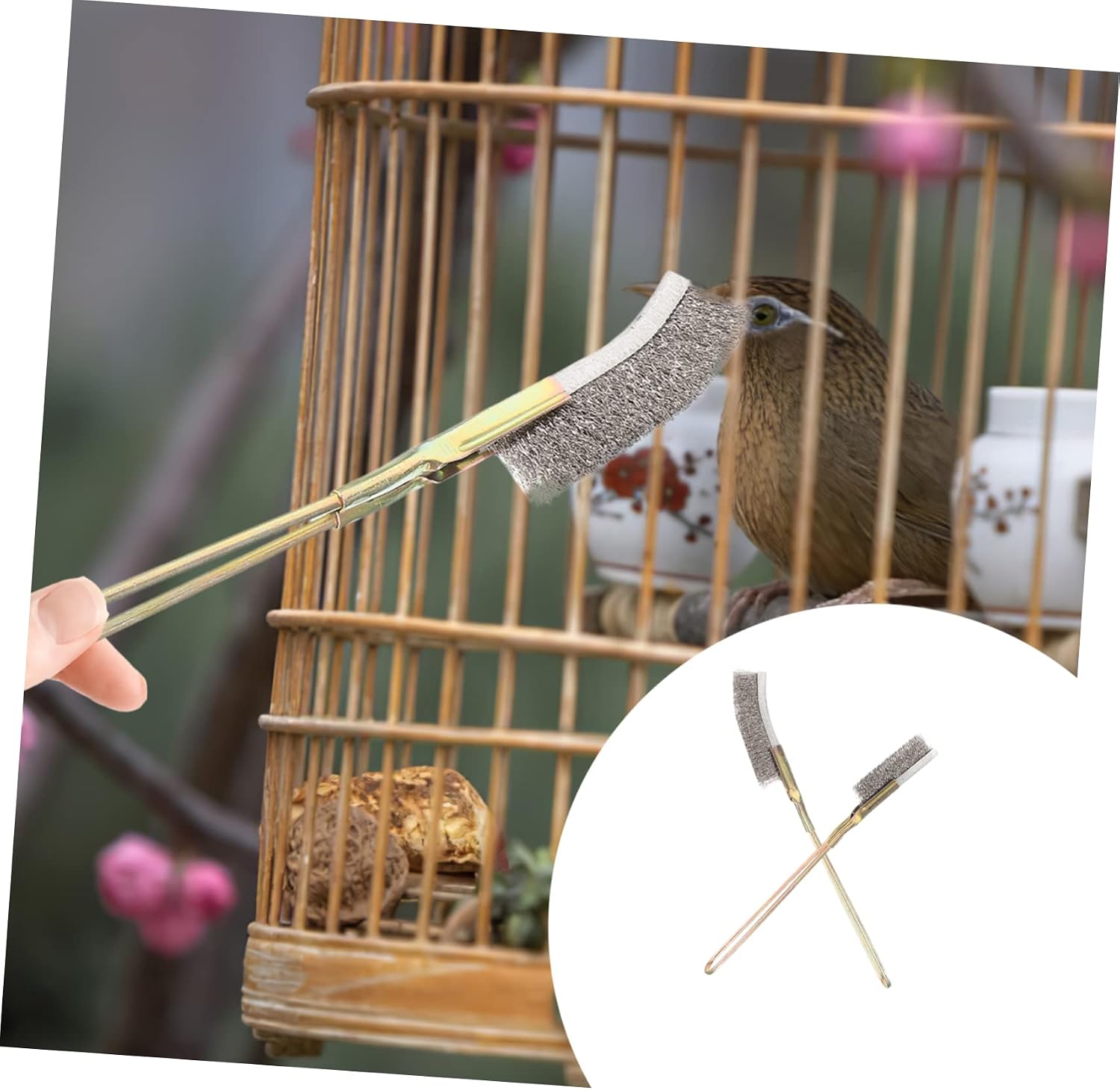 DOITOOL 2pcs Handle Bird Cage Cleaning Brush Lightweight Easy to Hard Reach Areas for Parrot Cages and Other Pet Bird Enclosures image 3