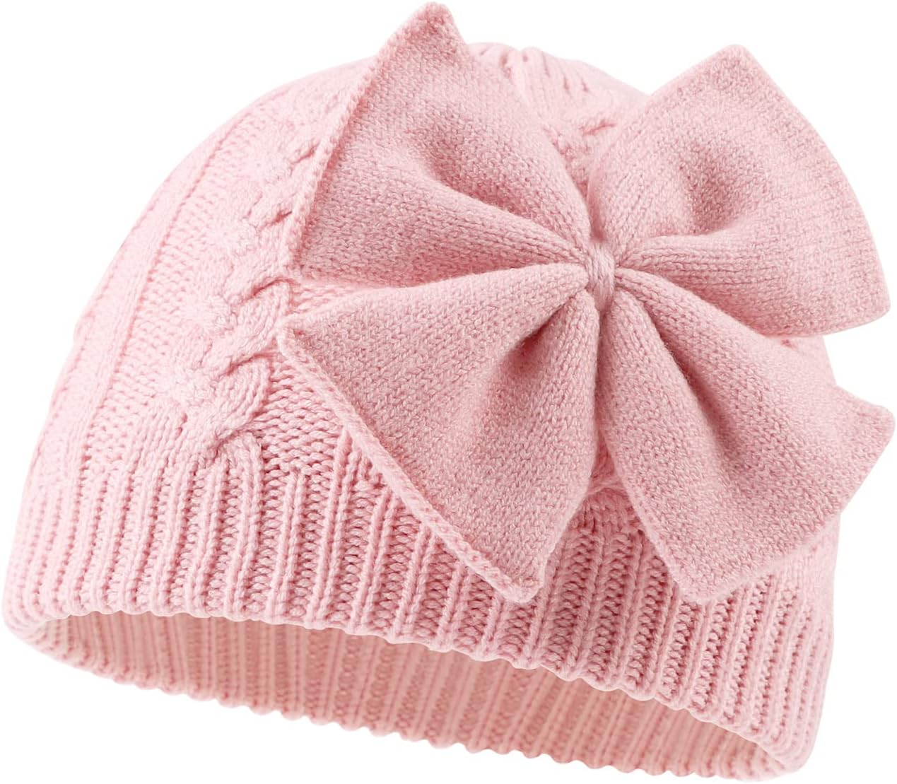 Winter Warm Knitted Baby Hat for Girls Cotton Lined Infant Toddler Hat Autumn Cute Bow Classic Girls Beanie 0-6Y