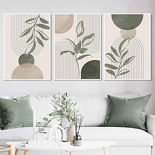 Sage Green Boho Wall Art Boho Line Art Poster Mid Century Modern Geometric Wall Art Green Geometric Painting Beige Geometric Abstract Painting Boho Abstract Wall Art Green Boho Paintings 16x24inx3 No Frame
