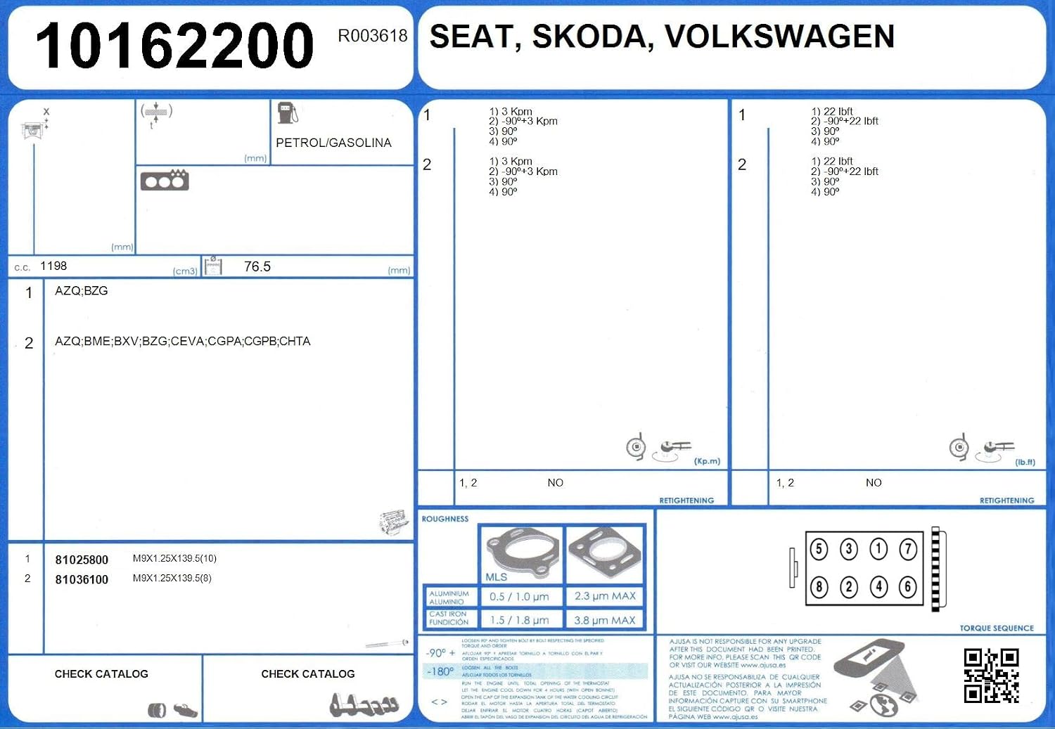 Ajusa 50244900 Full Gasket Set engine
