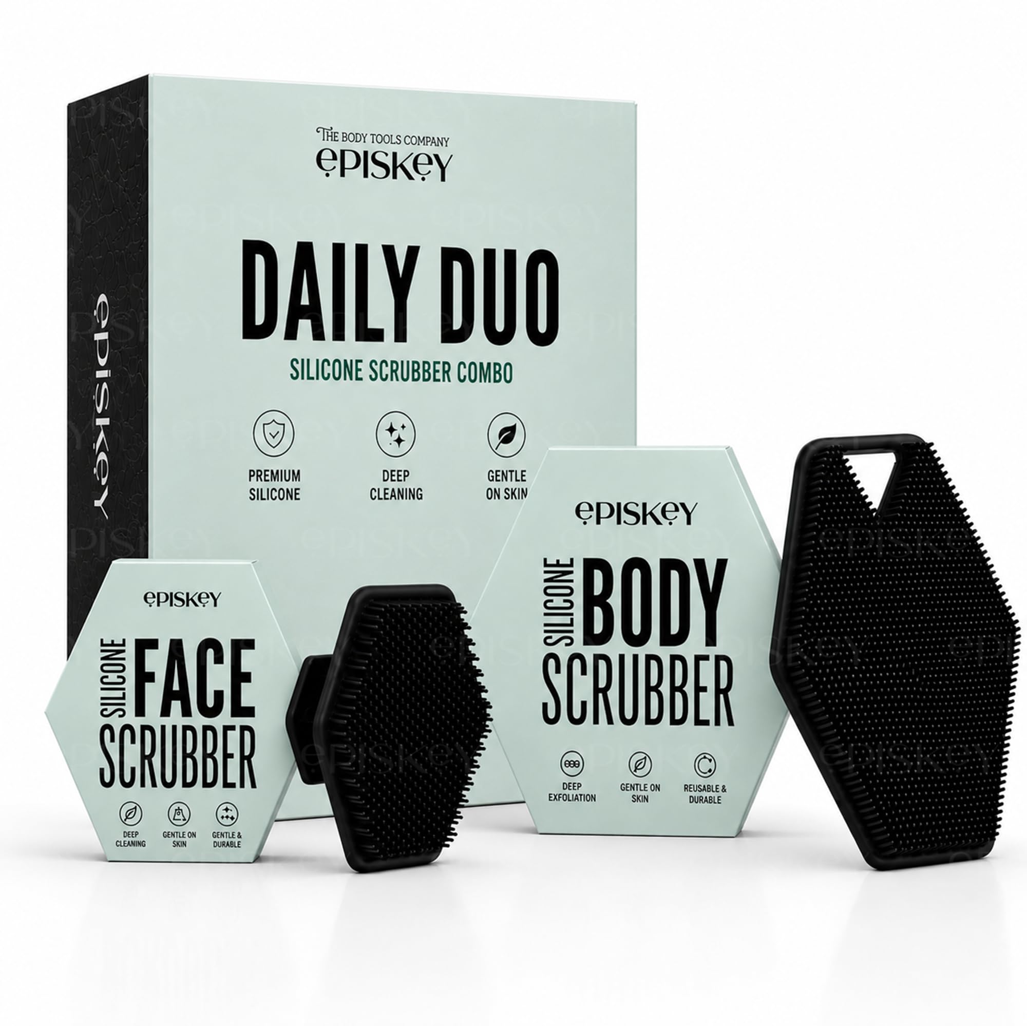 Episkey Daily Duo Silicone Face & Body Scrubber Combo | Premium Soft Silicone Exfoliating Scrubbers for Deep Cleansing, Dead Skin Removal & Gentle Massage | Reusable, Hygienic, Quick Dry | 2-Piece Set (Face + Body)-picture-31