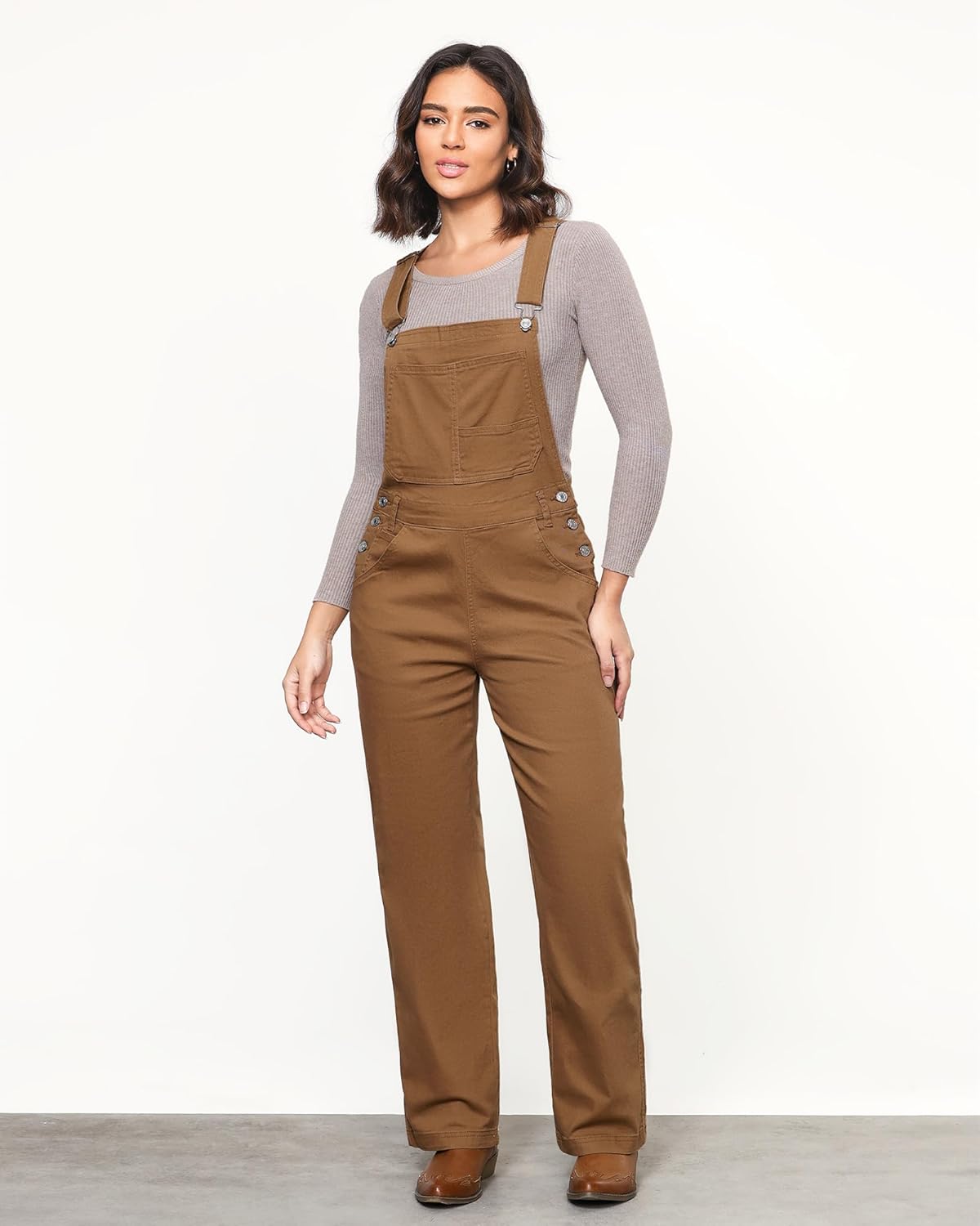 Vetinee Jean Overalls for Women Loose Fit Stretchy Denim Jumpsuit Baggy Bib Casual Straight Leg Pocket Dungaree Overall - Image 3