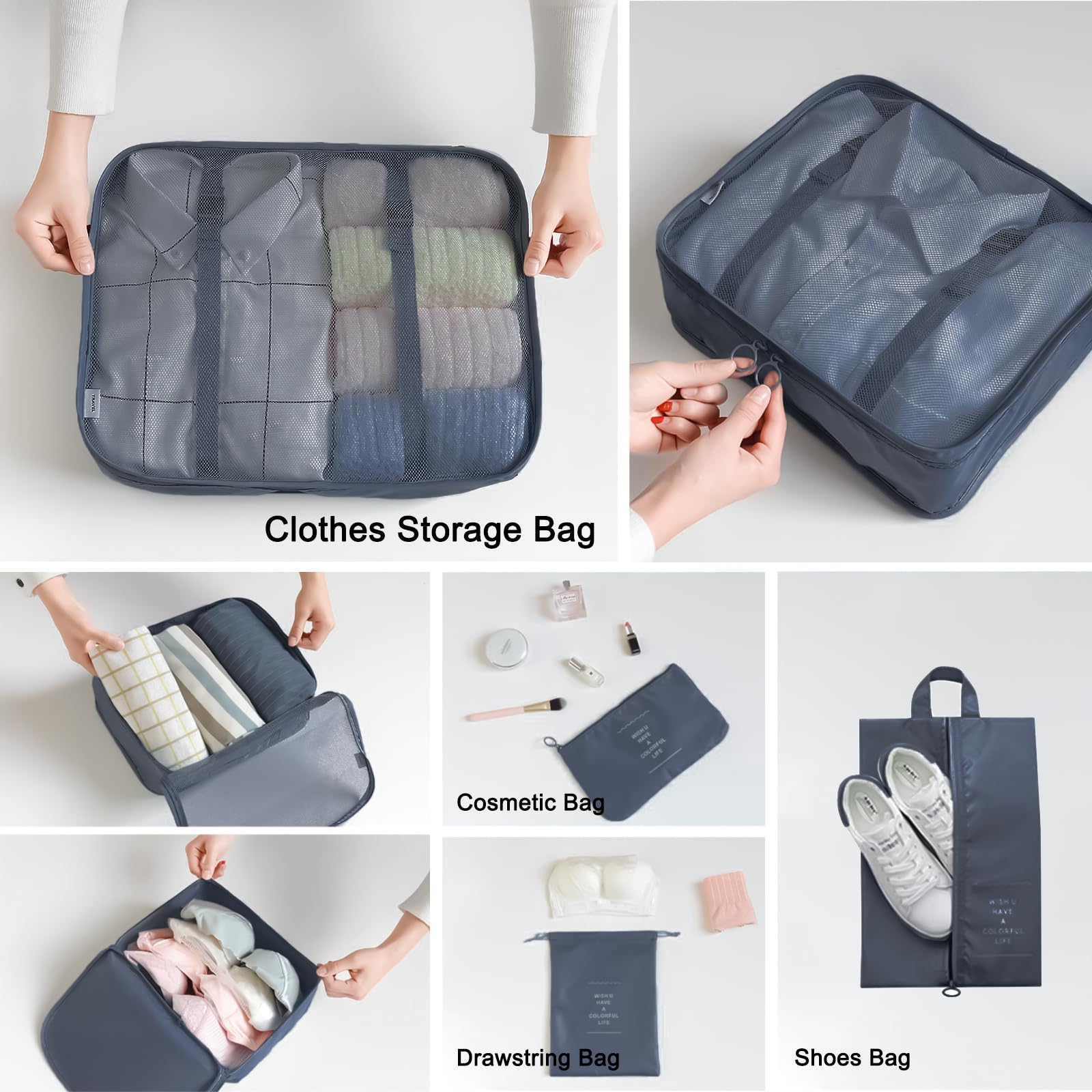DUNSOO Organisateur Valise 8 Pièces, Rangement Valise Packing Cubes Set