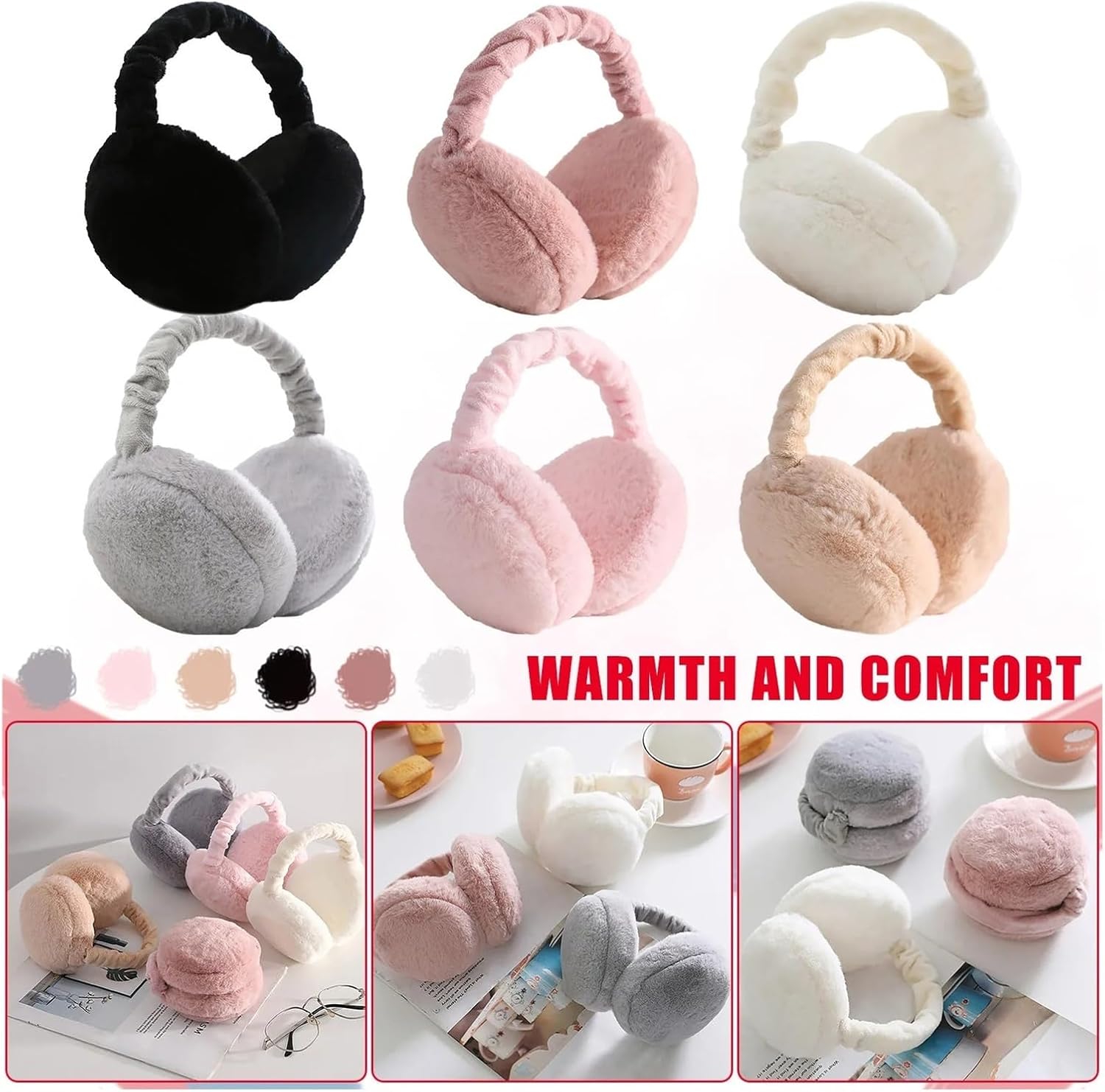 Fall Winter Plush Foldable Ear Warmer Cover Soft And Earmuffs Outdoor Accessories