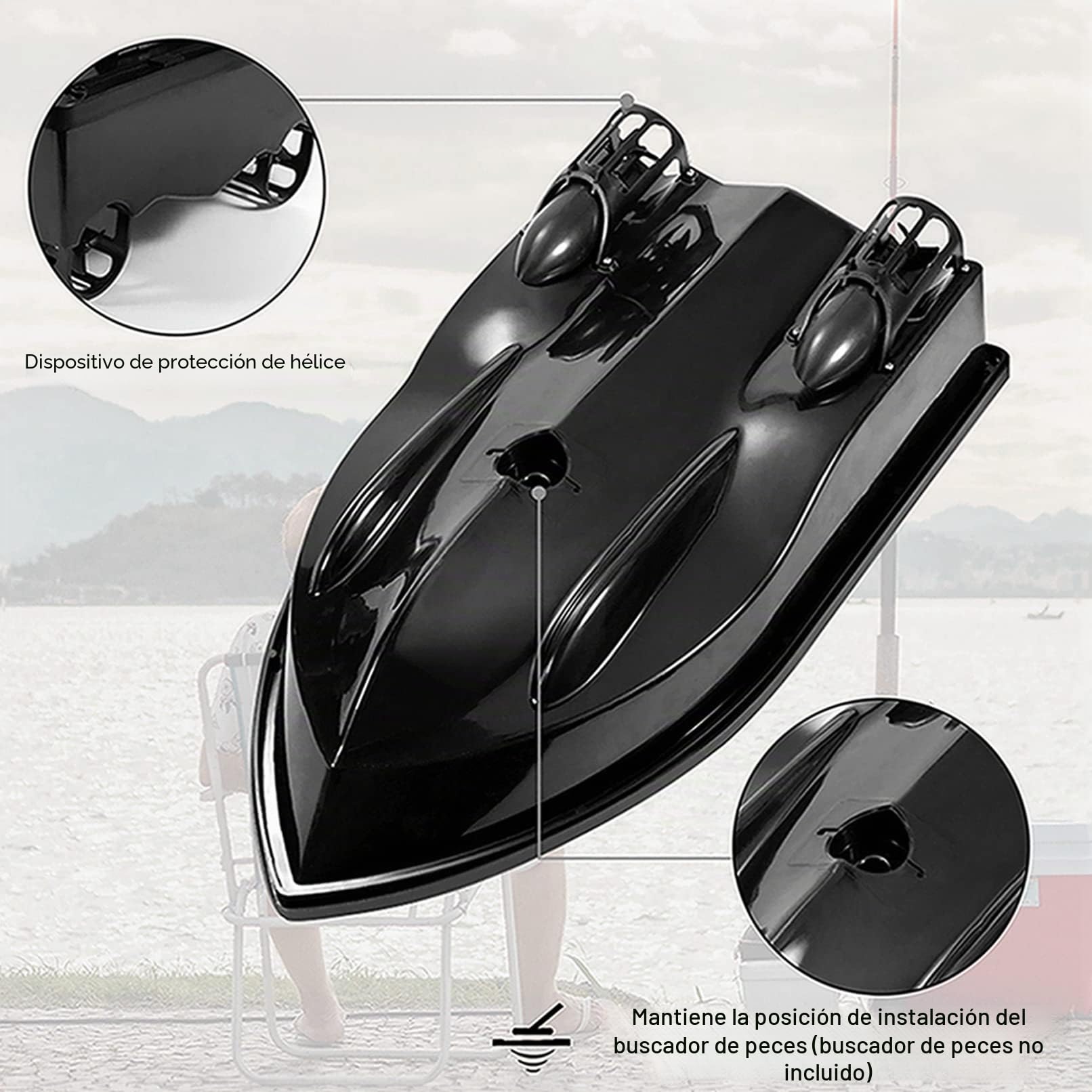 Señuelo de pesca RC barco, barco de pesca, barco de pesca, barco de crucero GPS con batería de 12000 mAh (fibra de carbono, GPS 12000 mAh)