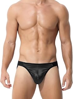 SEAUR Mens Jockstrap Underwear Sexy Low Rise Thongs Faux Leather Briefs Breathable Jock Straps Athletic Supporter