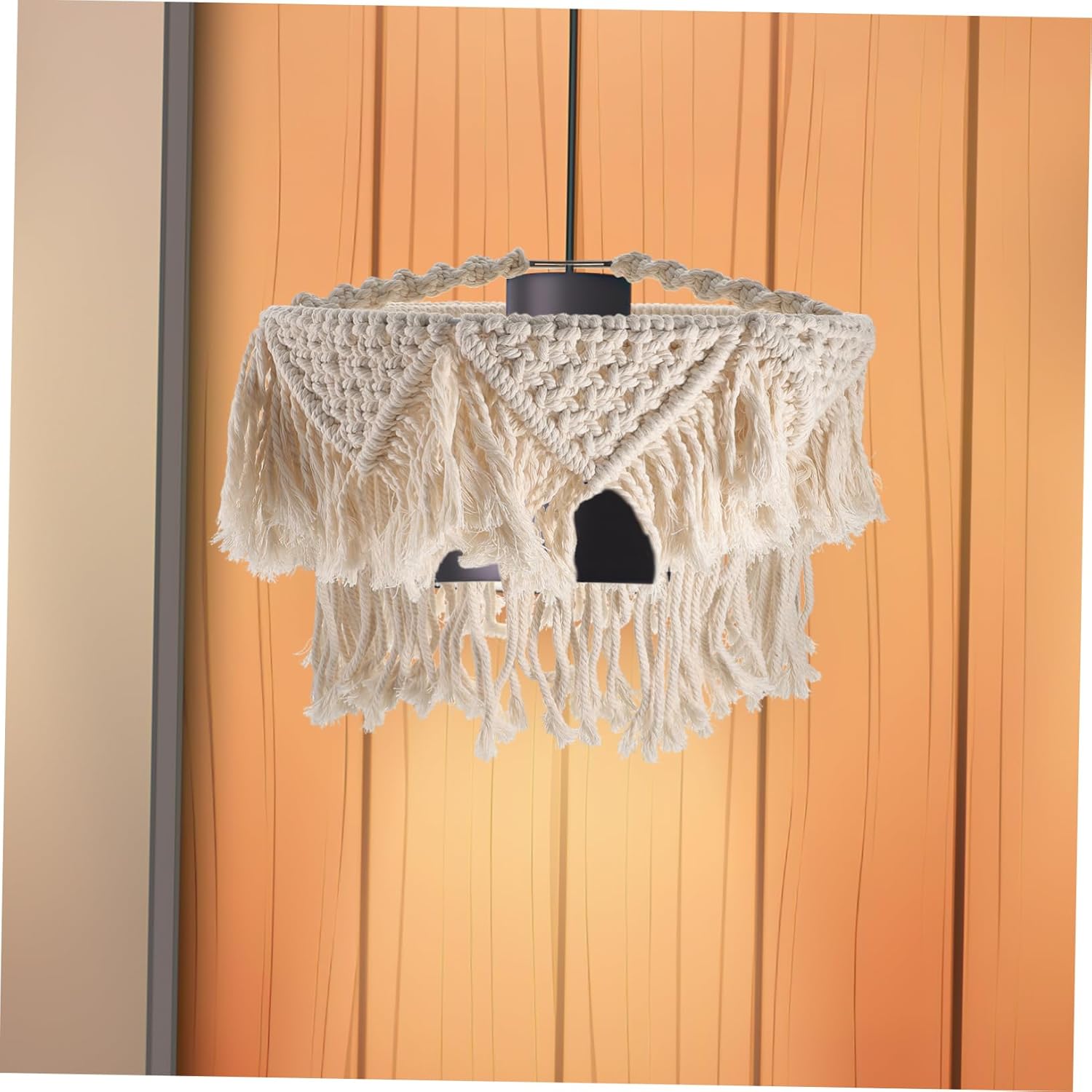 UPKOCH Cotton Woven Lampshade Macrame Decorative Pendant Light Shade for Home