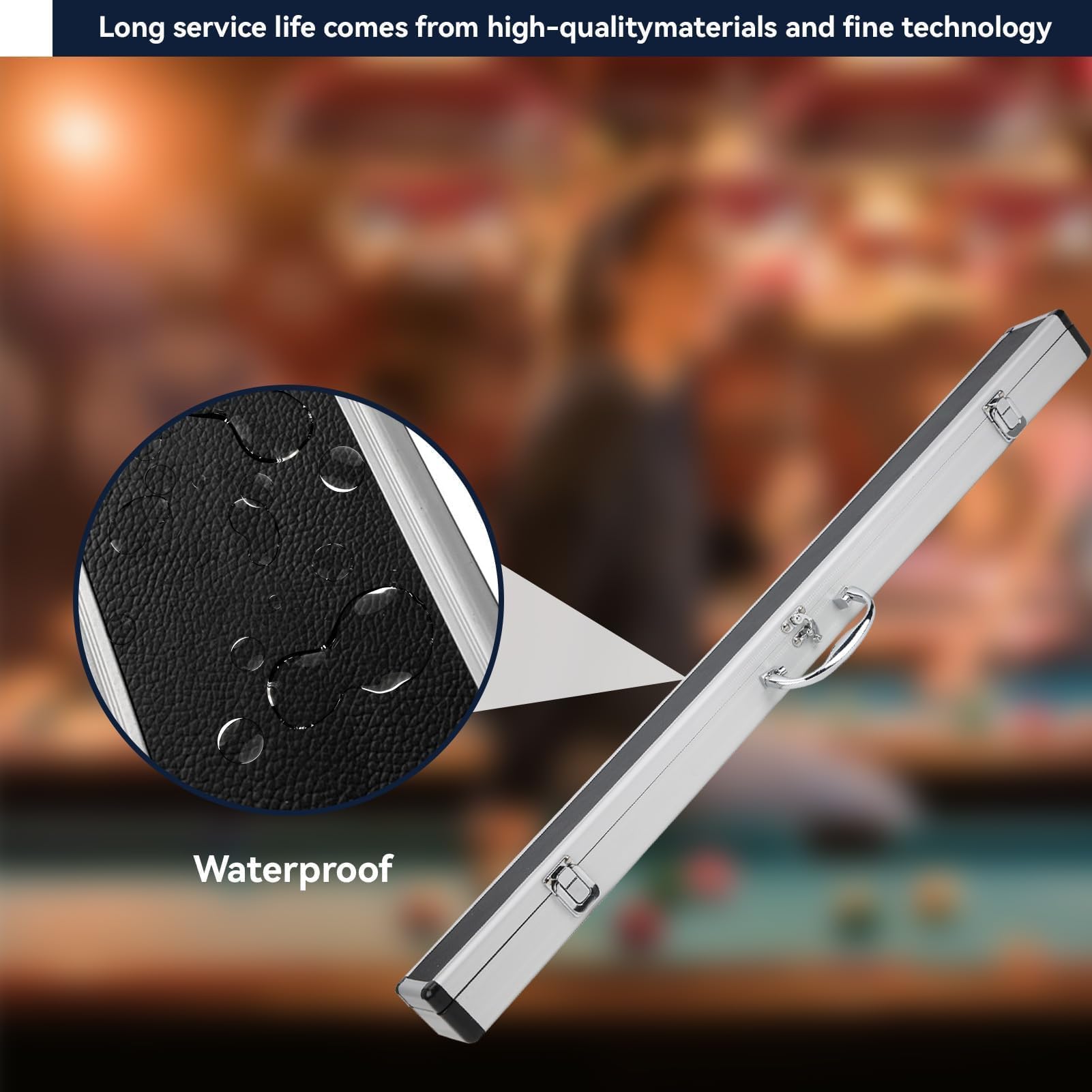 Boîte à Queues De Billard, 1/2 Aluminium Billard Pool Queue Stick Boîte Rigide 31,9 Pouces Étui à Queue De Billard Doublure En Mousse Souple Transportant le Stockage Billard Pool Queue De Billard Supp