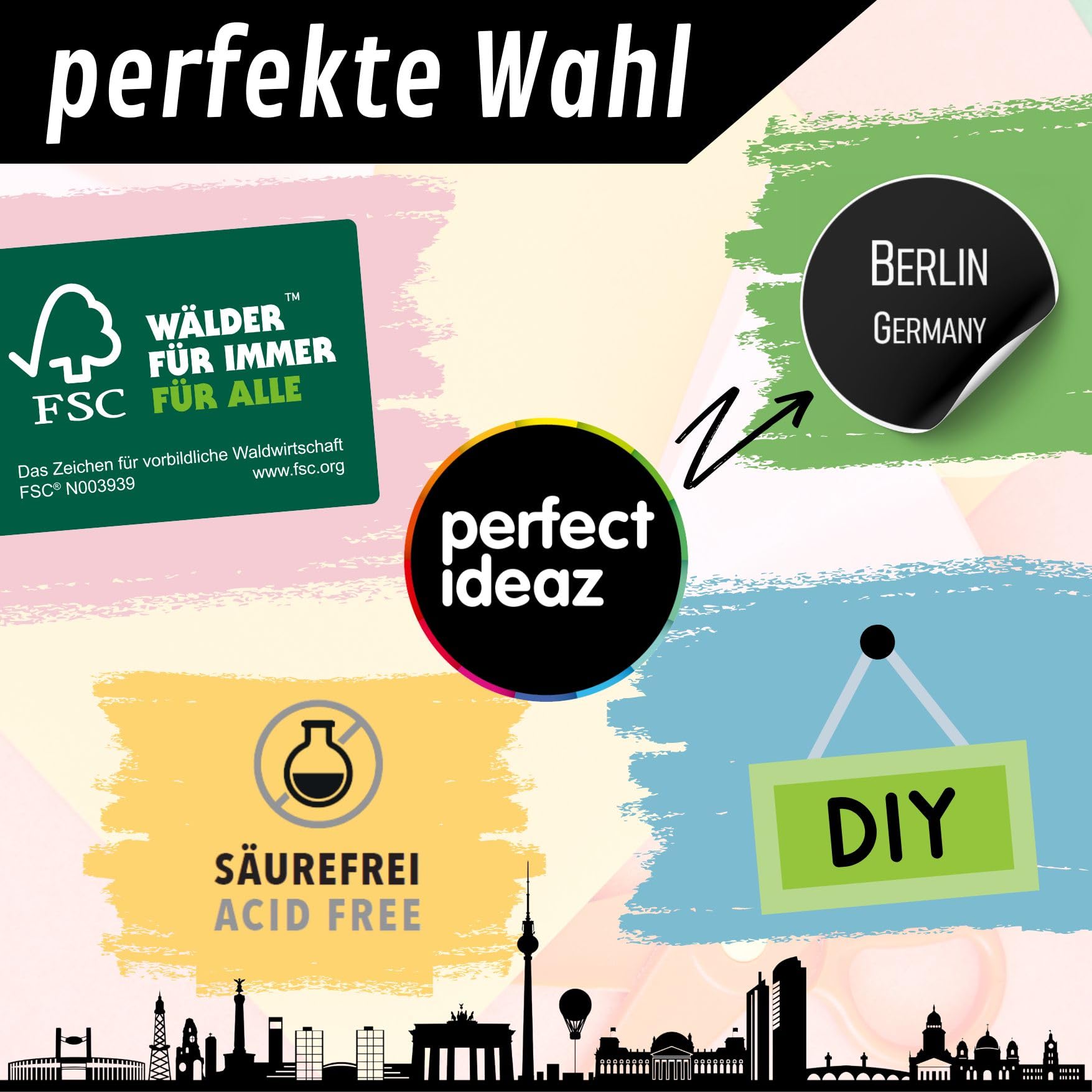 perfect ideaz - Skizzenbuch DIN-A5, Spiralbindung, FSC® zertifiziert, 96 Seite (48 Blatt), Hardcover Schwarz, Sketchbook, 200 g/m² dickes Papier, säurefrei (24 Skizzenbücher)