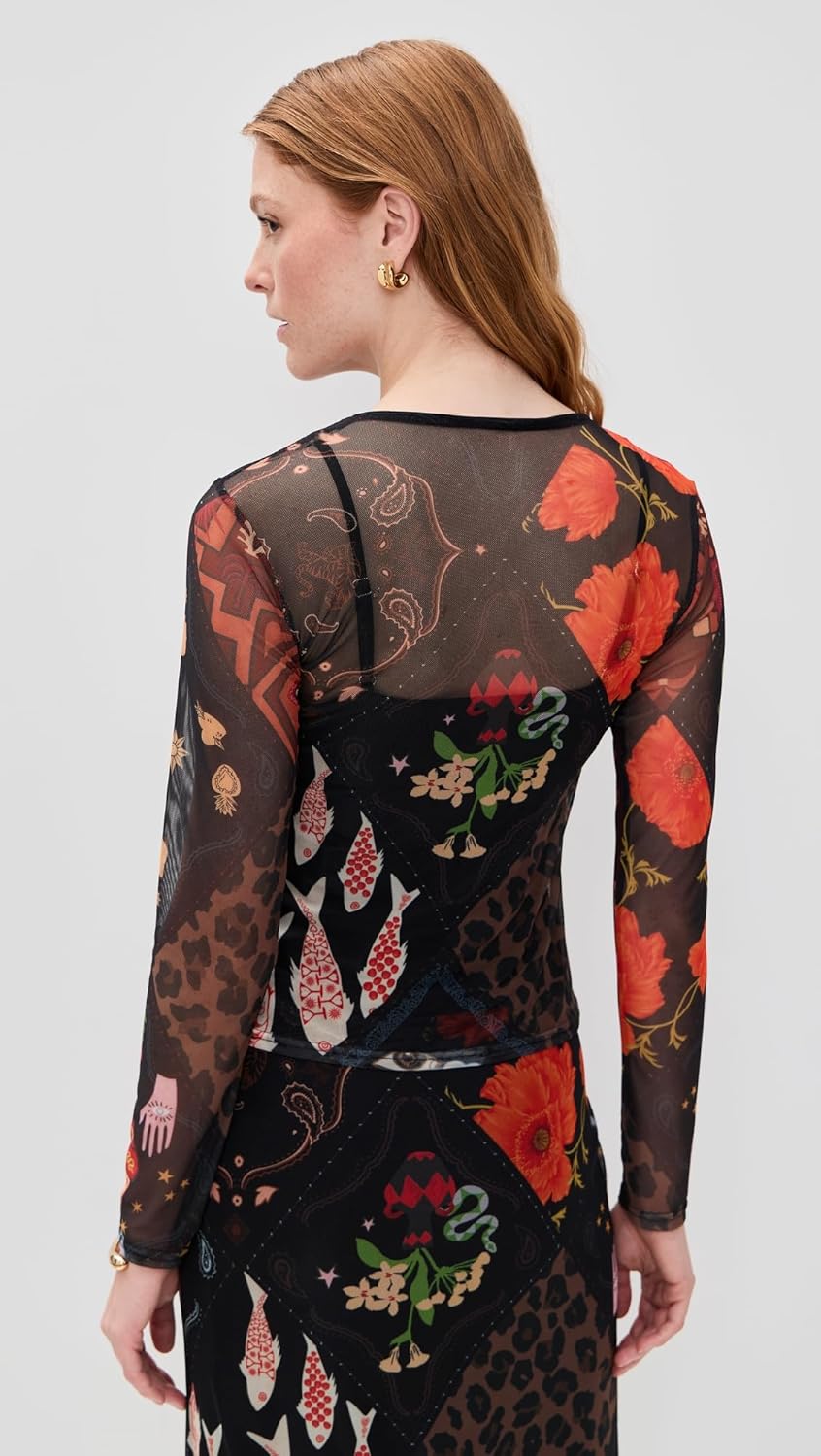 Never Fully Dressed Women's Night Garden Mesh Long Sleeve Top - Image 4