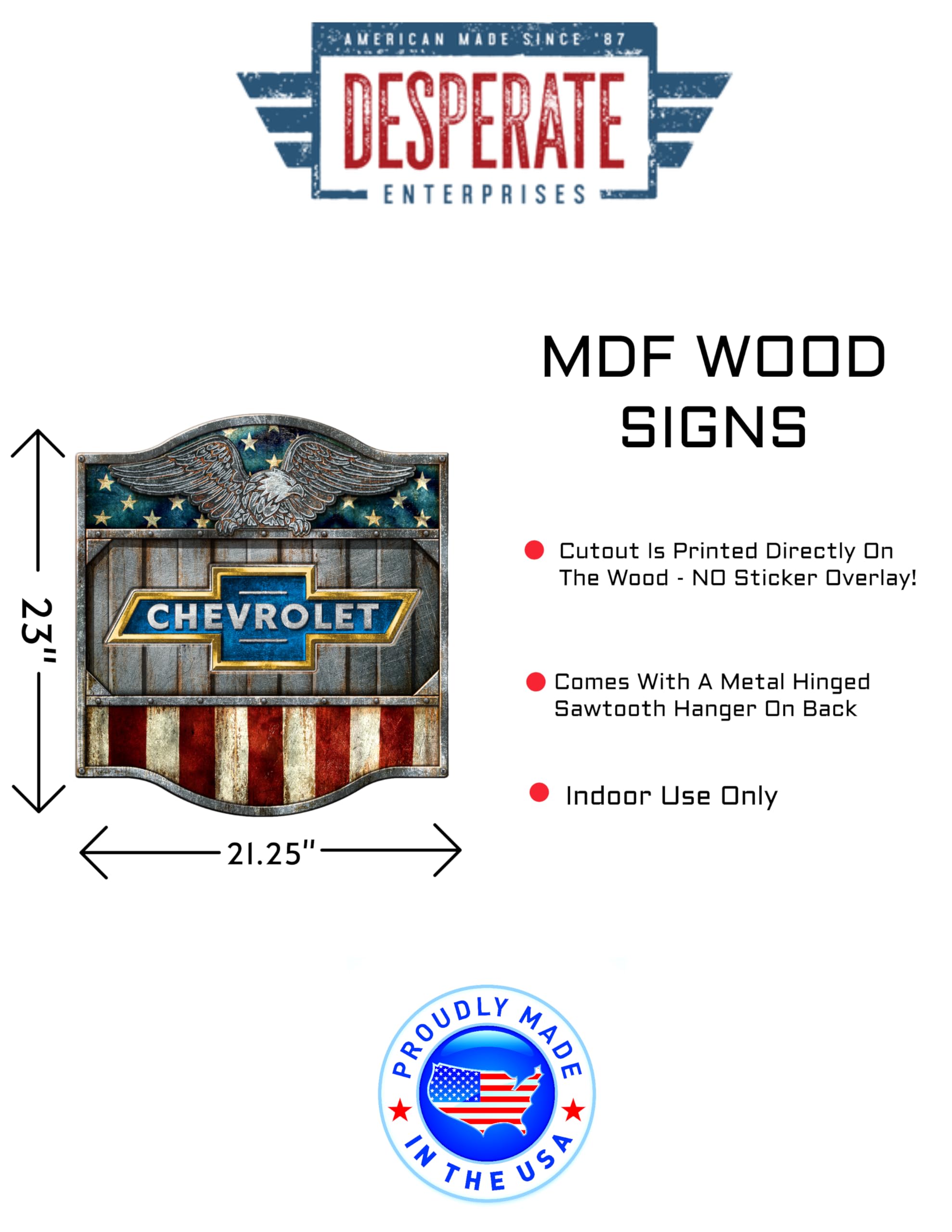 Amazon.com: Desperate Enterprises Chevrolet Shield MDF Wood Sign