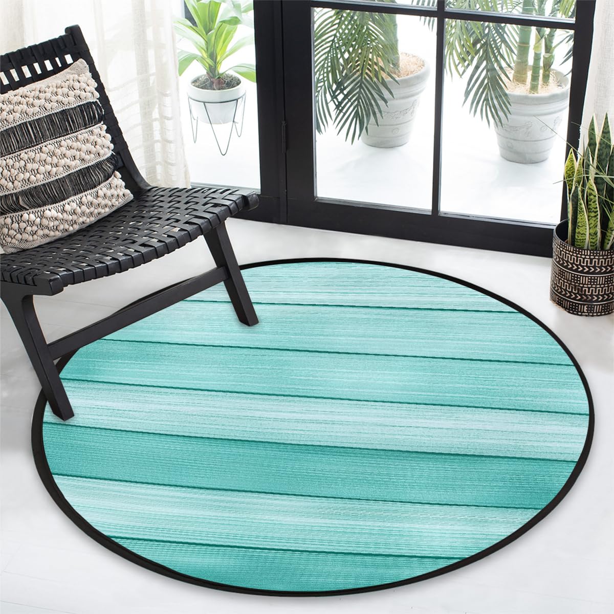 Alfombra redonda redonda con tablones de madera verde azulado claro, antideslizante, para sala de estar, dormitorio, estudio al aire libre, juego de microfibra, alfombra decorativa lavable