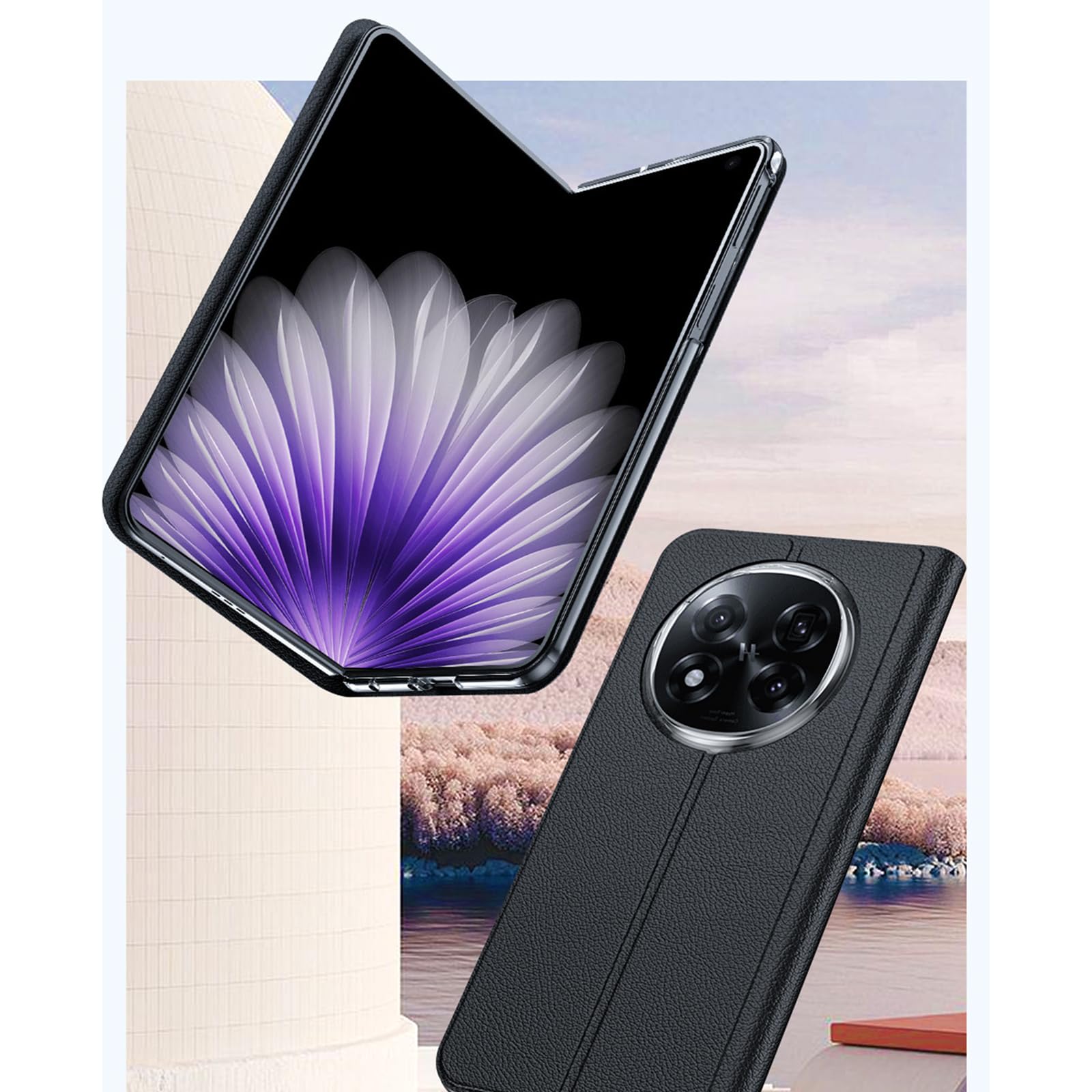 Cover per Oppo Find N5, Ultra Sottile Flip Custodia in Pelle con Chiusura Magnetica Cavalletto Feature Protezione Completa Antiurto Guscio,Grigio,Find N5