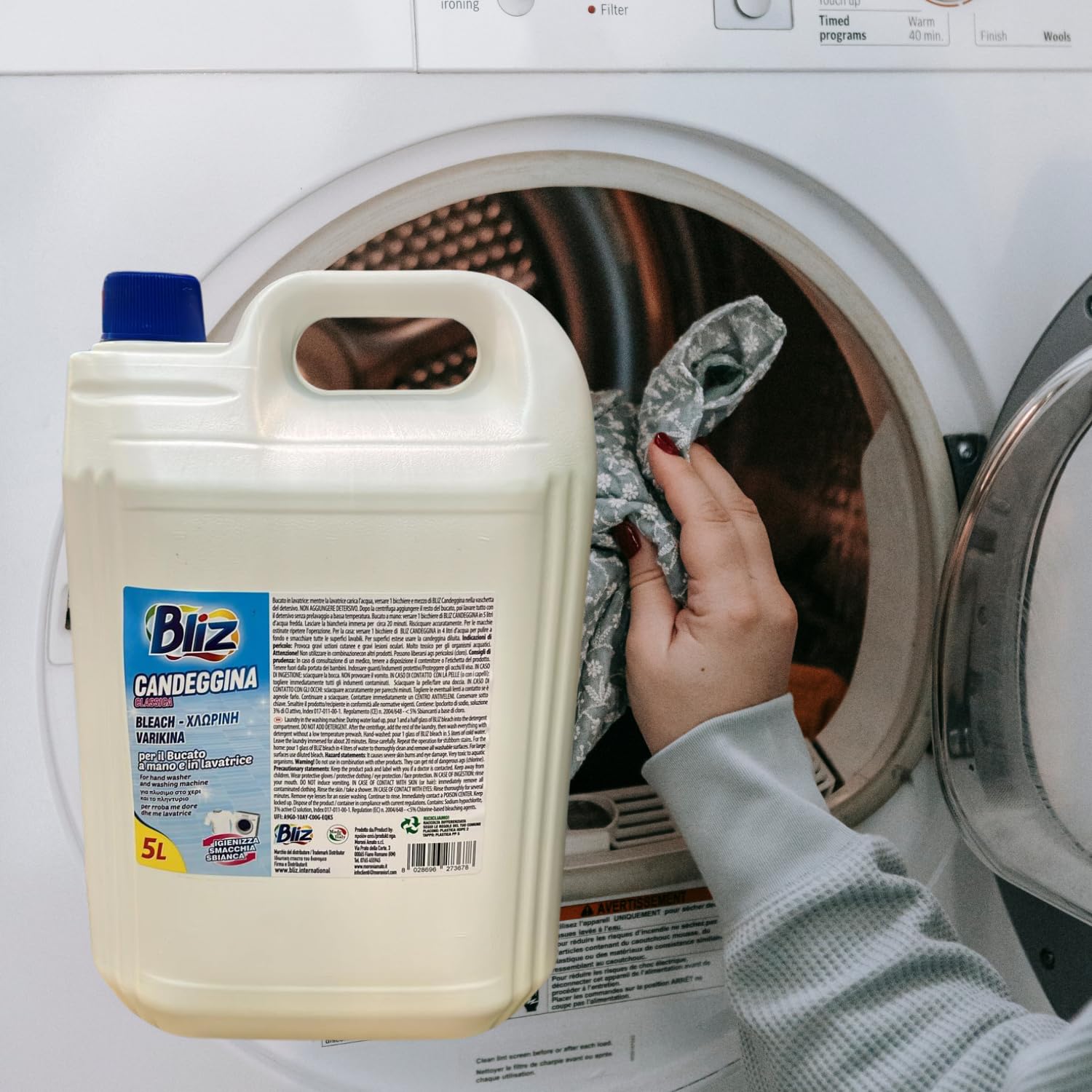 Candeggina Classica per Bucato a Mano e Lavatrice – Efficacia Garantita kit con Spugna Brandizzata SPESA & RISPARMIO Inclusa – Variazioni 4/8 Pezzi – 5L (8)
