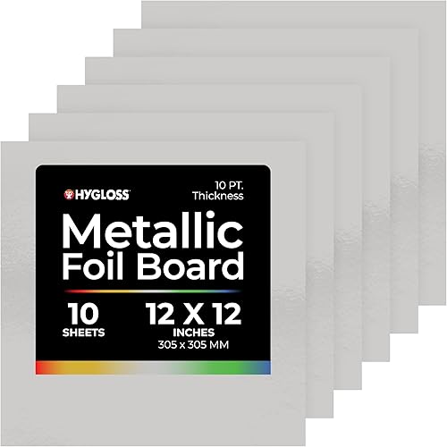Miniatura 2 de Hygloss Products Metallic Foil Board Sheets - 12 x 12 Inches  Silver, 10 Pack