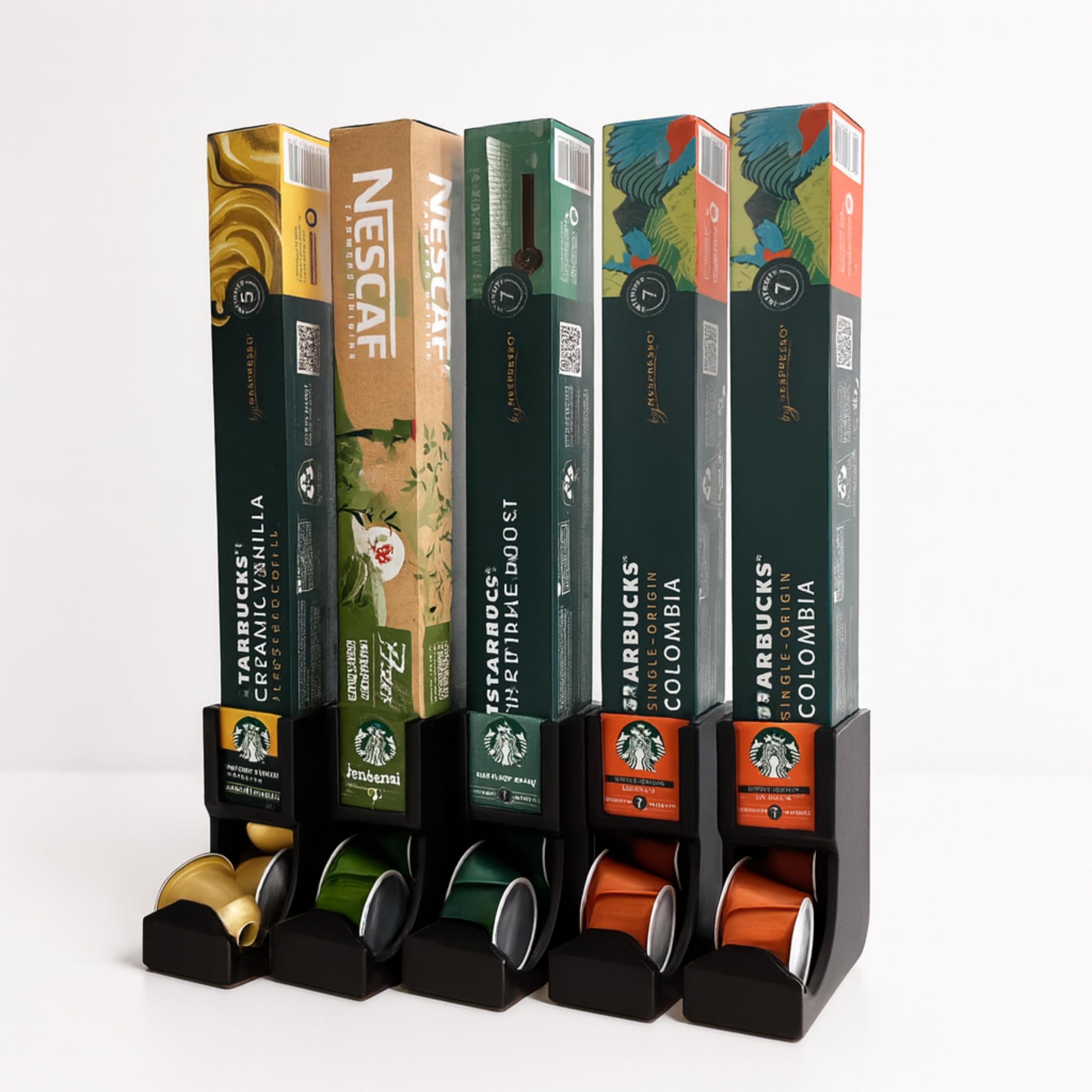 Dispenser per capsule compatibili con capsule di caffè Nespresso, prodotto in Germania, supporto per capsule da caffè (5 volte)