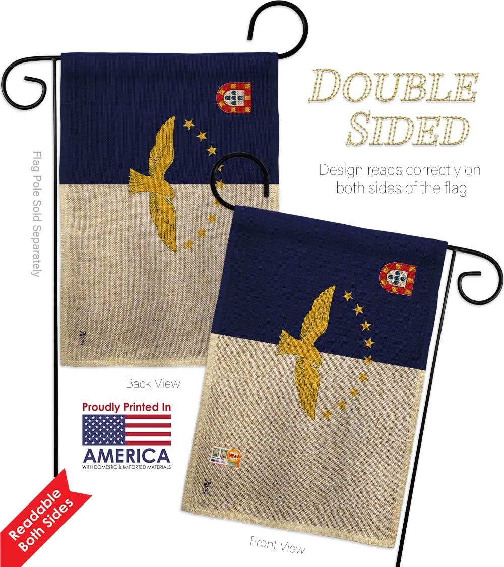 Azores Burlap Garden Flag Regional Nationality Nation International World Country Particular Area Small Decorative Gift Yard House Banner Double-Sided Made In USA 13 X 18.5