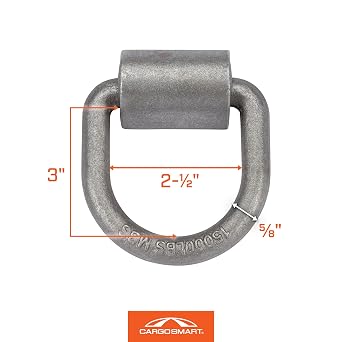 Heavy Duty Weld On Forged D-Ring, 5/8 Diameter, 3 x 3 15,000 lb 1 Pk