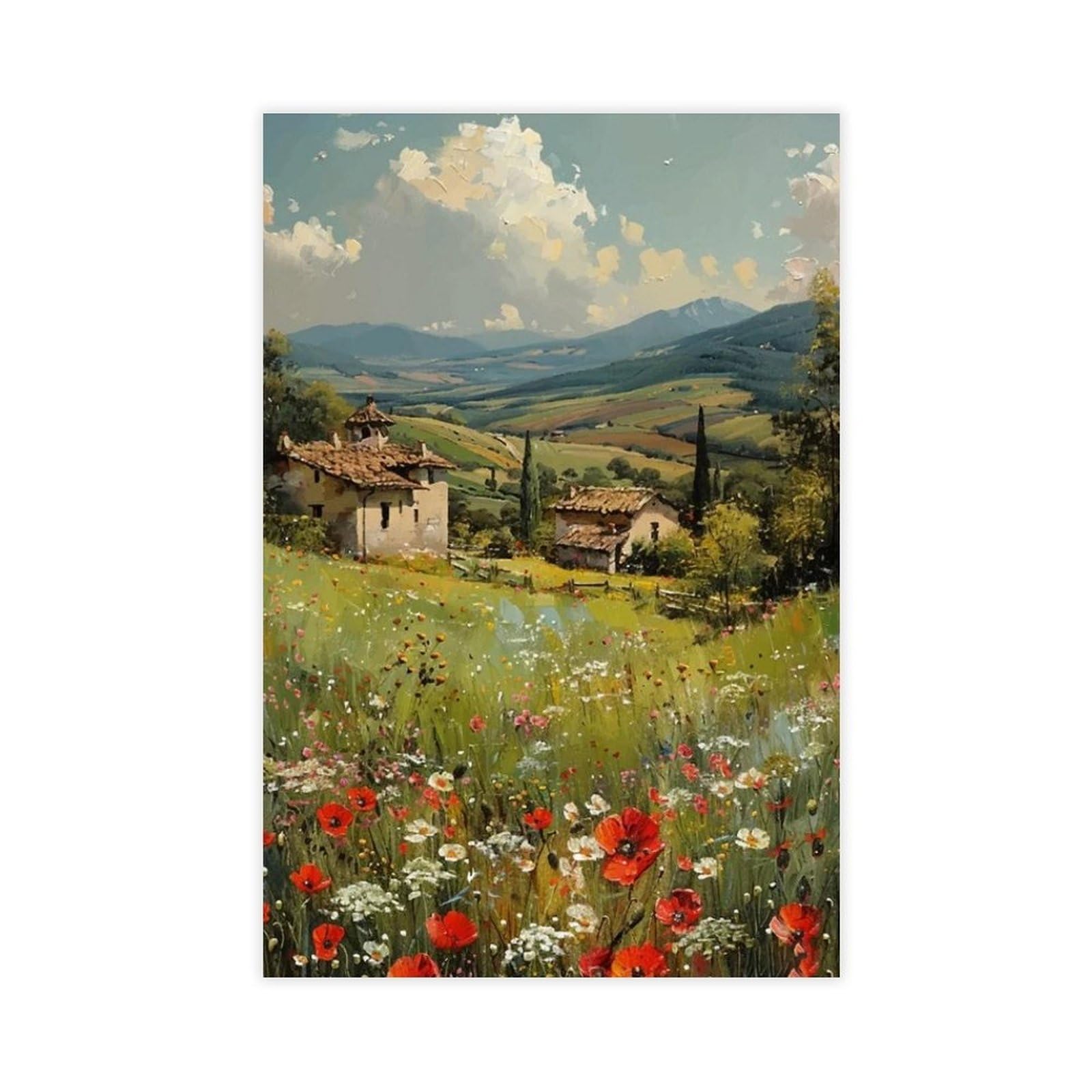 BNCEDJK Countryside Landscape - Poster Canvas Poster Wall Art Print Picture Paintings 12x18inch(30x45cm)