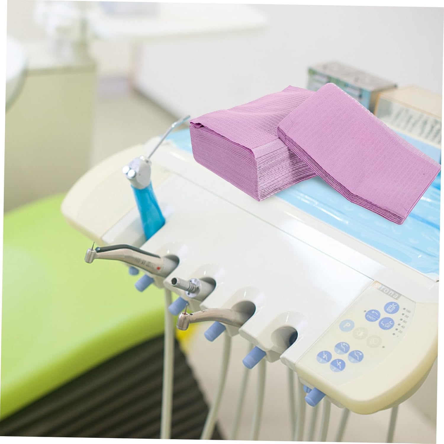 Zerodeko 125 Sheets Disposable Purple Dental Bibs for Clinic Fluid Resistant Soft Material for Patients