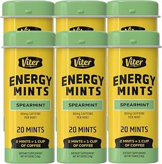 Viter Energy Caffeine Mints, Spearmint, 6 Pack (120 Pieces)