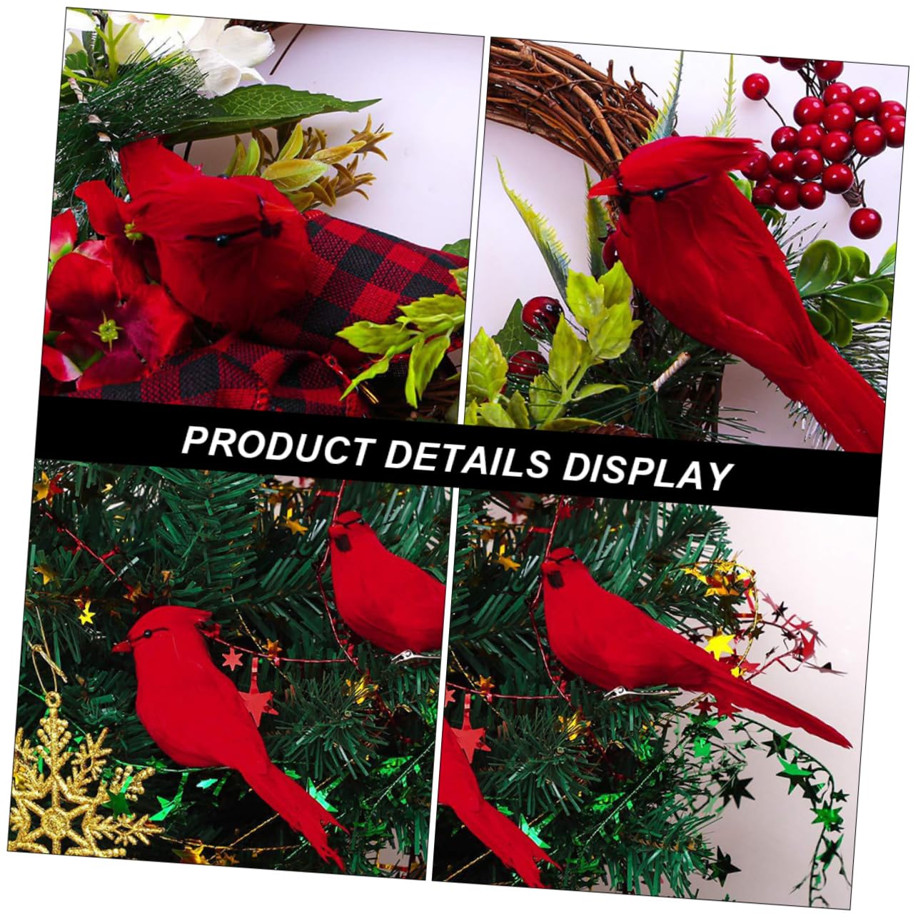 ABOOFAN 2 Sets Künstliche Vögel Für Dekorationen Weihnachtsvögel Mit Clip Kardinal Ornament Für Weihnachtsbaum 12 Stück * 2