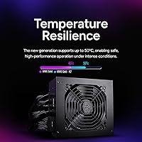 Vista 4 de Cooler Master MWE Gold 850 V2 PSU Full Modular, 850W, 80+ Gold, Diseñado para Nvidia RTX 5080 AMD RX 9070 XT, 2 Conectores EPS, Ventilador HDB