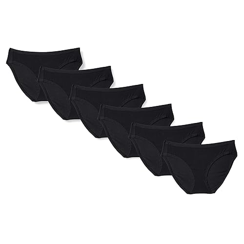 Amazon Essentials Women's Cotton Bikini Brief Underwear (Available in Plus Size), Multipacks - 6 - Black - 4X