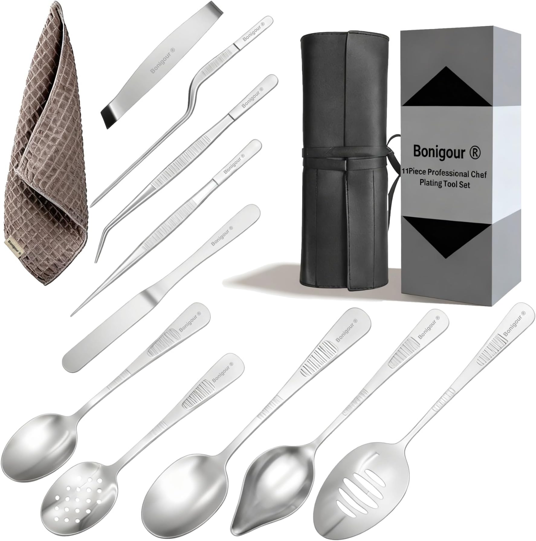 Plating Tools Culinary Set | 11 Piece Professional Chef Plating Tools Pro Kit | Kitchen Plating Utensils | Modernist Cuisine Food Art | Stainless Steel (Silver)