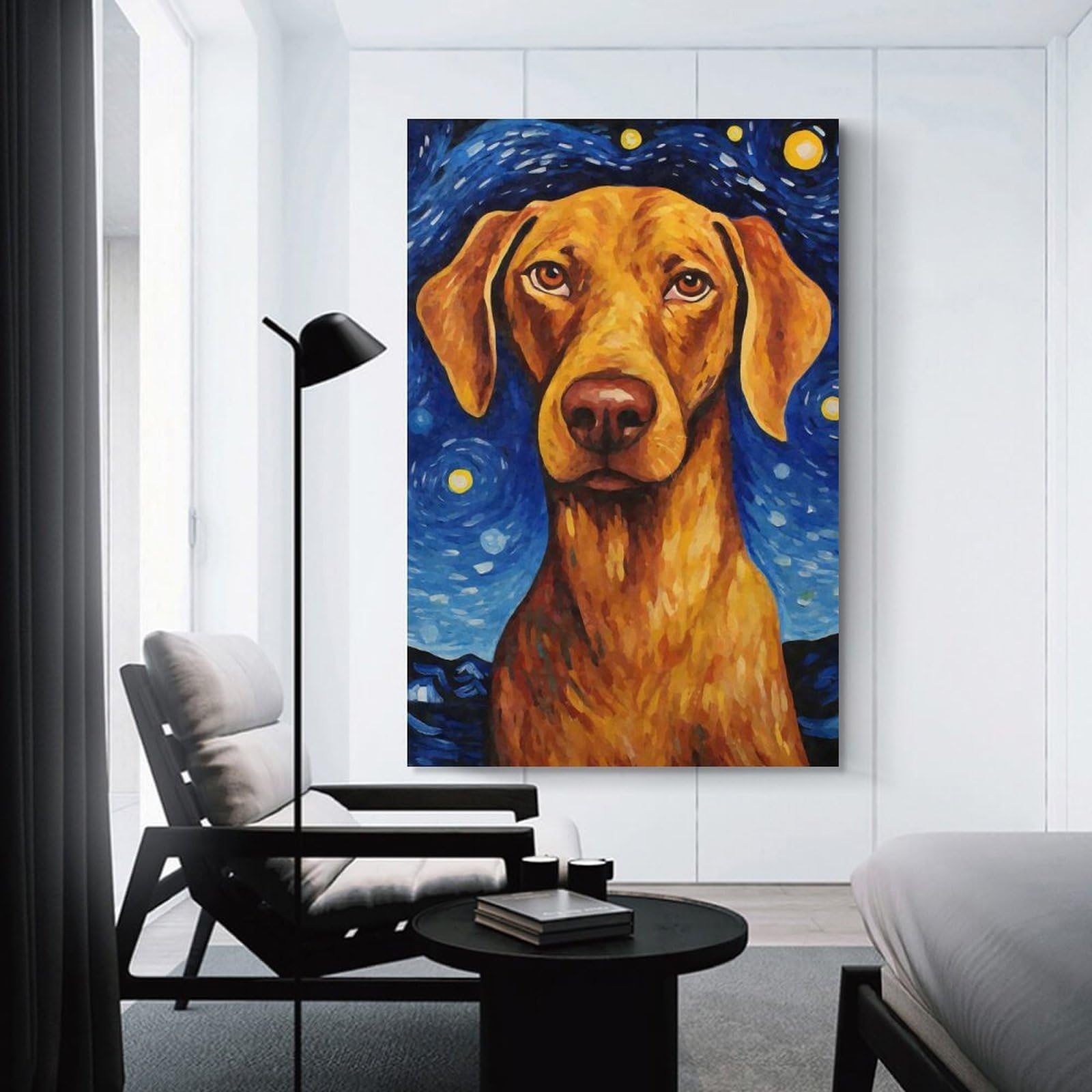 Junmoney Unframe-Style-21 Wall Picture Print Vizsla Dog Starry Night, 20X30inch(50X75cm), For Contemporary Homes, Apartments Or Offices, Decorative Canvas Decor For Home Updates