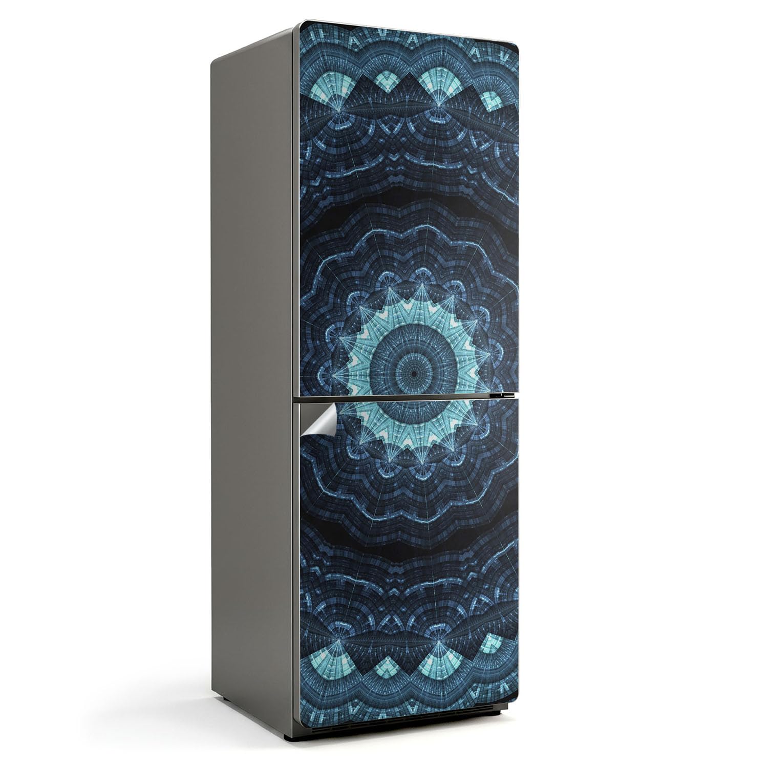 Sticker frigo 70x190 cm autocollant mandala géométrique pour cuisine