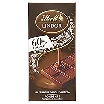Lindt LINDOR Tavoletta di Cioccolato Extra Fondente 60% con Ripieno, formato 100g