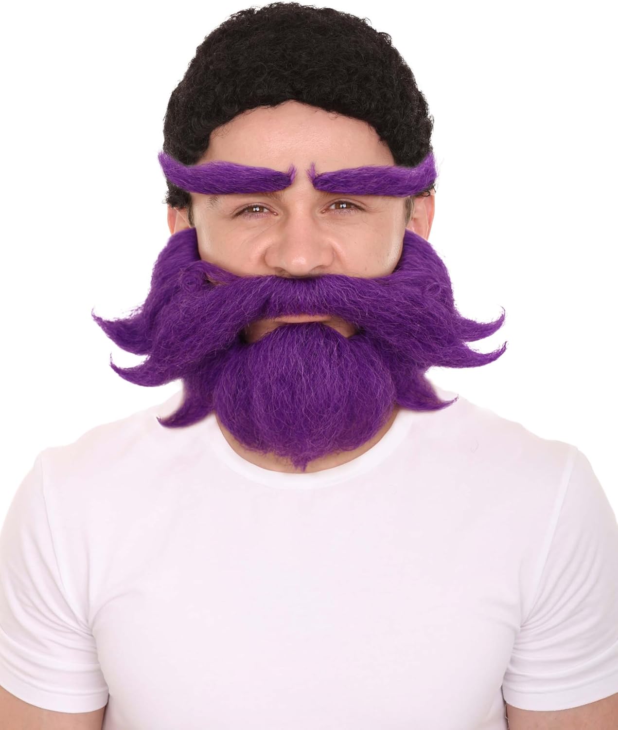 HPO Adult Men's Cowboy Cartoon Purple Mustache and Beard, Perfect for Halloween, Flame-retardant Synthetic Fiber