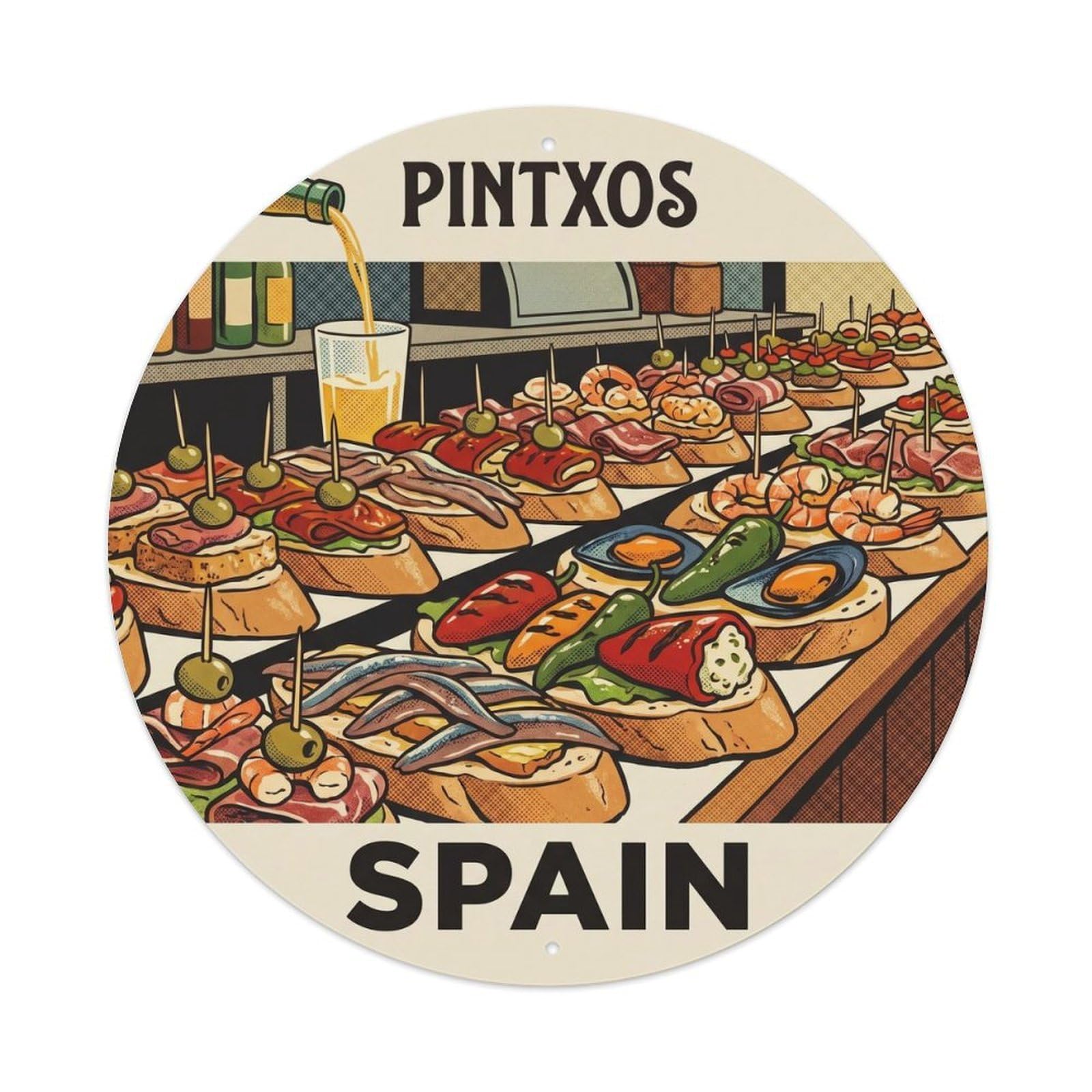 San Sebastian Pintxos Spain Landmark Travel Metal Tin Sign