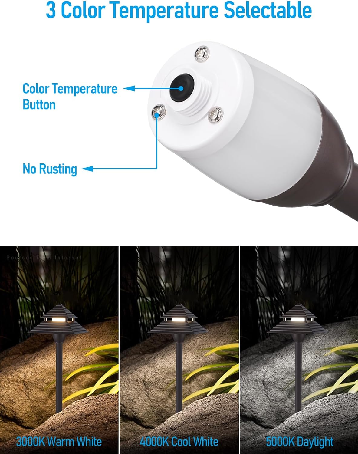 LEONLITE 3CCT Low Voltage Pathway Lights Bundle 10-Way Junction Hub, 6 Pack 2-Tier Pagoda Head LED Landscape Path Lights & 1 Pack Fit 9-21 Gauge Wire Landscape Wire Connectors