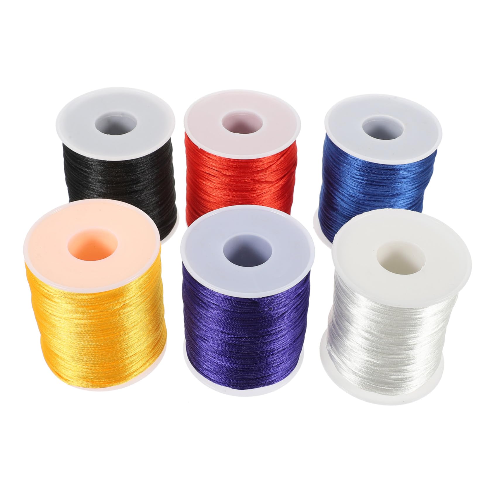 6rollen Makramee-Kordel zum Selbermachen Geflochtene Farbige Schnur für Armbänder DIY Strickgarn für Schlüssel Handys und Taschen Polyesterkordel Flach und Langlebig